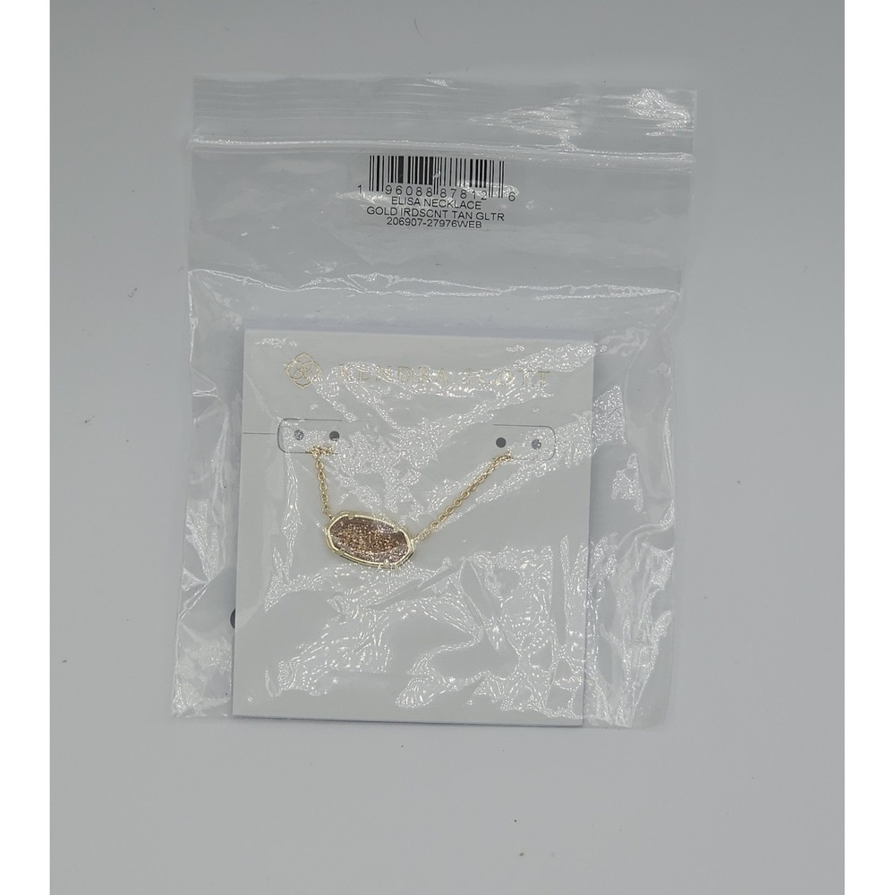 Kendra Scott Gold Iridescent Tan Glitter Elisa Necklace NWT No Box